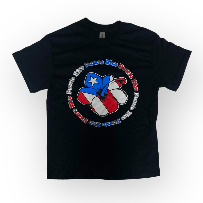Souvenir de Puerto Rico - Camisas Negras con Logo sobre Puerto Rico T-SHIRT