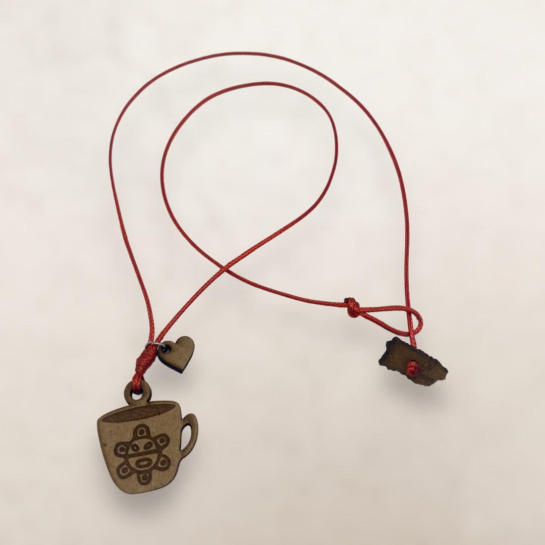 Artesanía en Madera - Collar Taza Sol Taino *One Size*