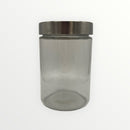 Thick Glass Container with Plastic Lid in Stainless Steel Finish