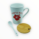 Souvenir de Puerto Rico - Taza con Cuchara y Tapa.