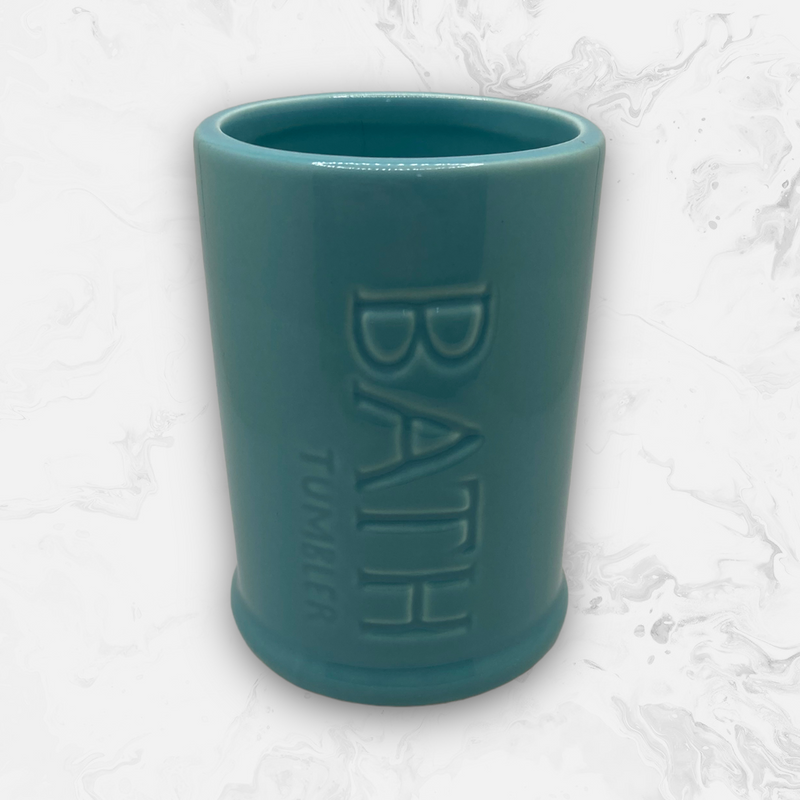 Dispensador y Vaso para Cepillos Dentales en Cerámica Lisa - ''BATH''.