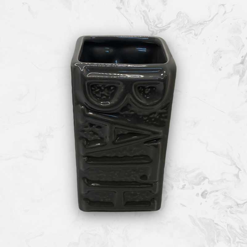 Dispensador y Vaso para Cepillos Dentales en Cerámica - ''BATH'' Gris Oscuro.