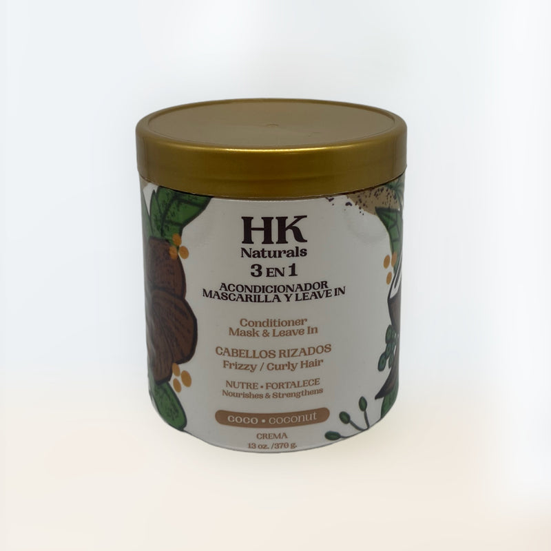 HK Naturals - 3 en 1 Acondicionador, Mascarilla y Leave-in 13oz