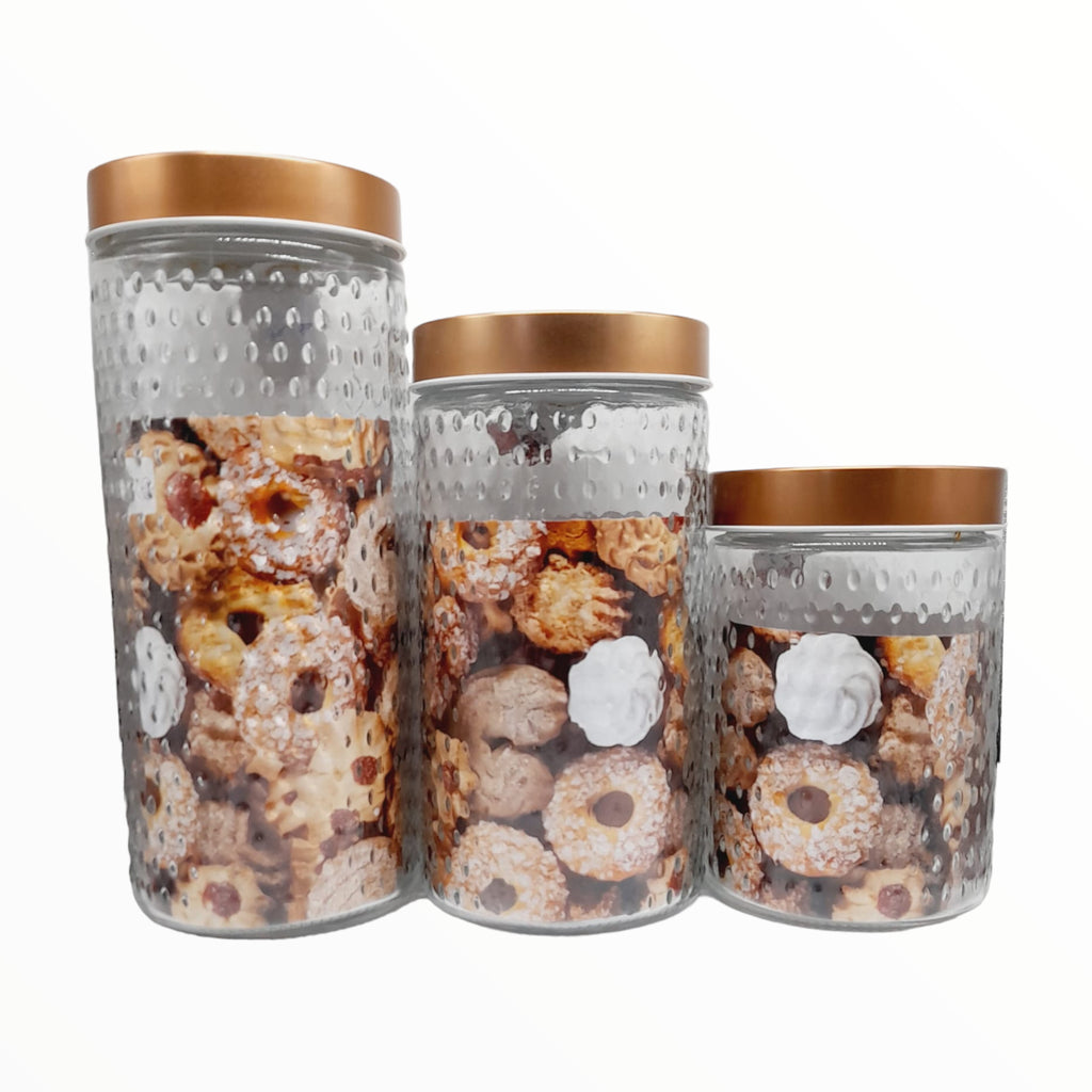 Glass Canister w/ Copper Lid (2pcs)