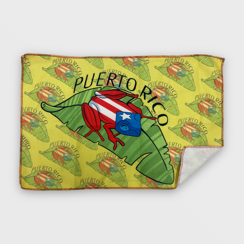 Souvenir de Puerto Rico - Toalla de Cocina / Coqui en Hoja.