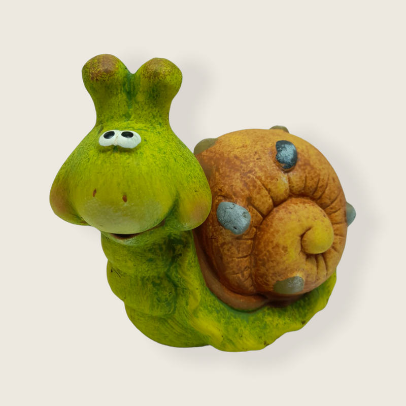 Figuras de Cerámica- Caracol con Piedras en Caparazón.