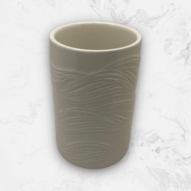 Dispensador de Baño y Vaso para Cepillos de Dientes en Cerámica con Diseño.