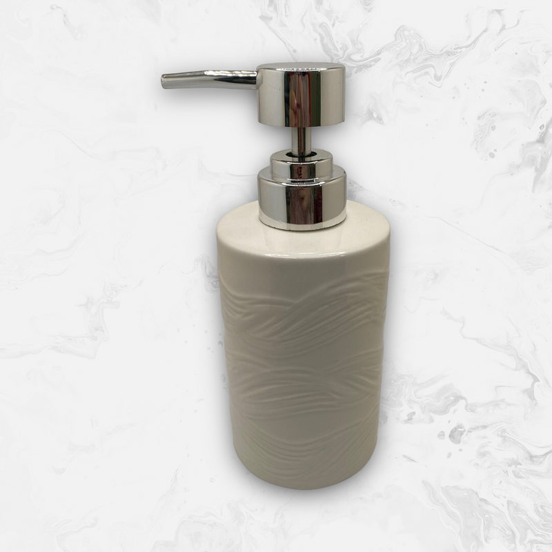 Dispensador de Baño y Vaso para Cepillos de Dientes en Cerámica con Diseño.