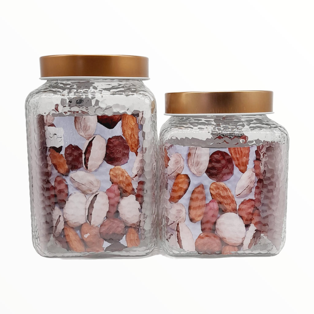 Glass Canister w/ Copper Lid (2pcs)