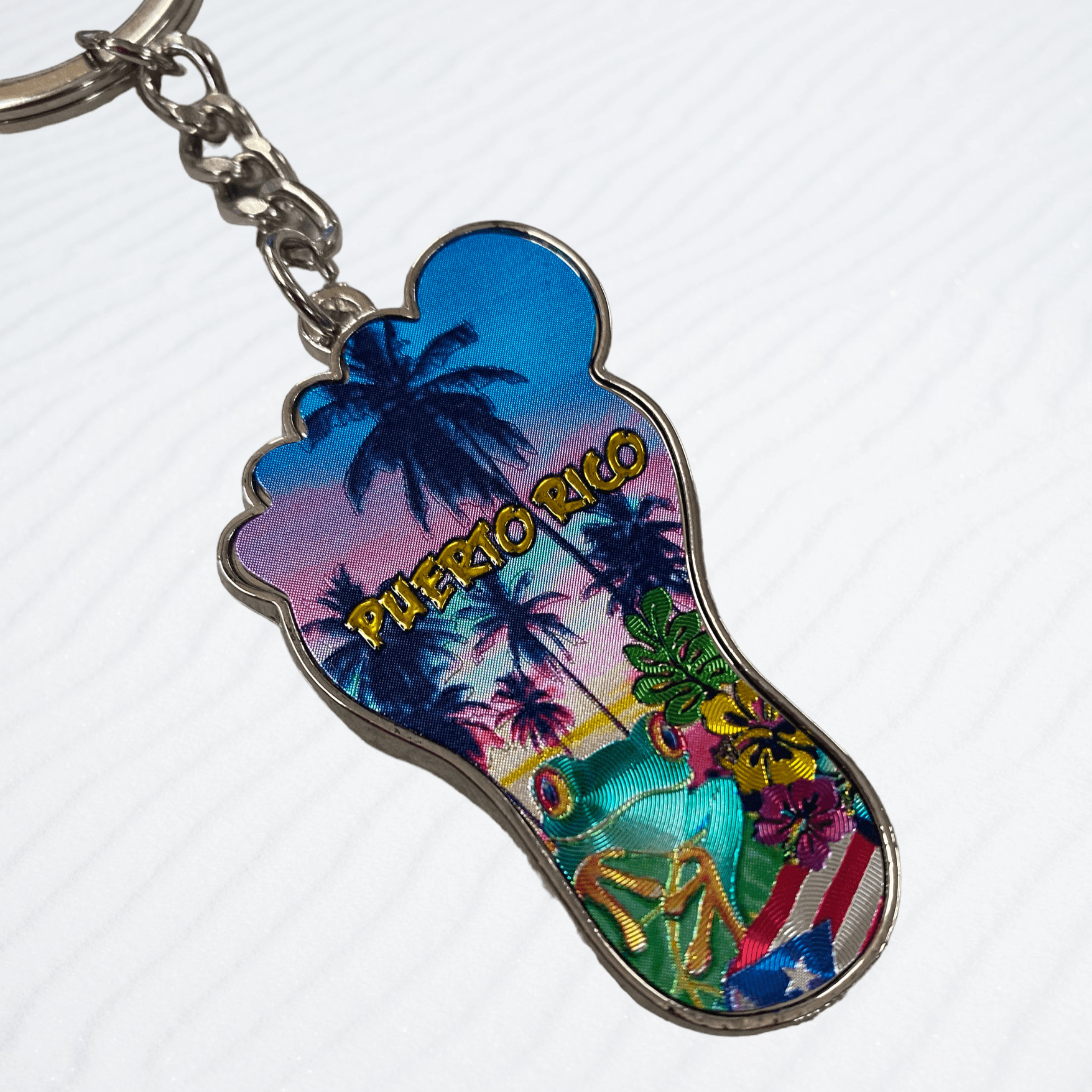 Souvenir de Puerto Rico | Llavero en Metal- Huella de Pie.