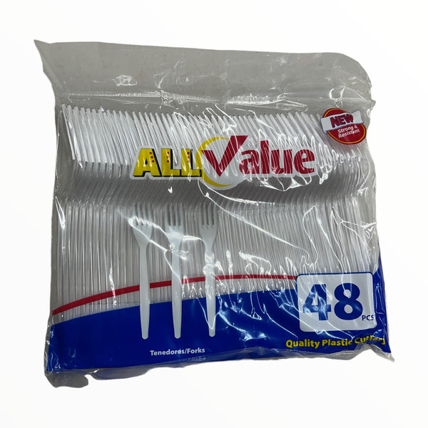 All Value - Tenedores Plasticos Surtidos 48pcs (Clear)