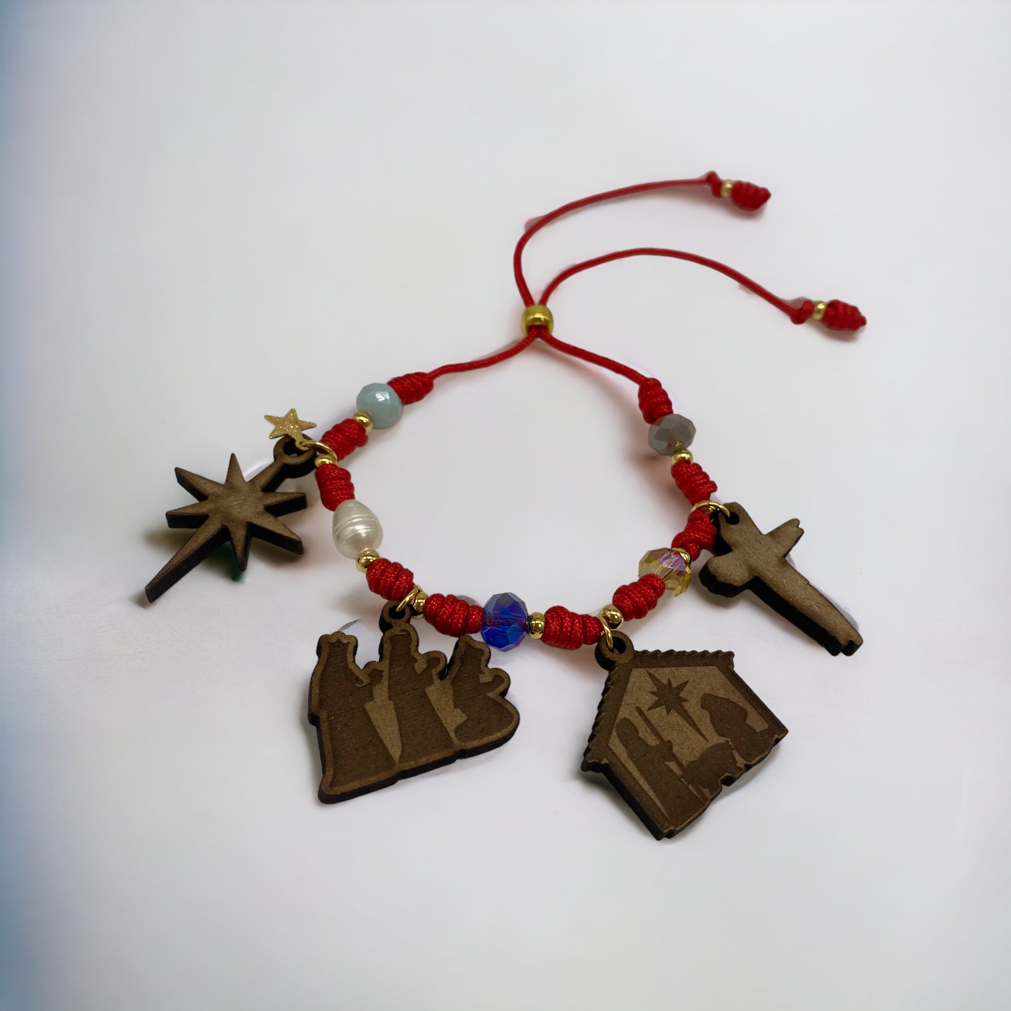Wood Crafts - ''Road to Bethlehem'' Bracelet Red *One Size*
