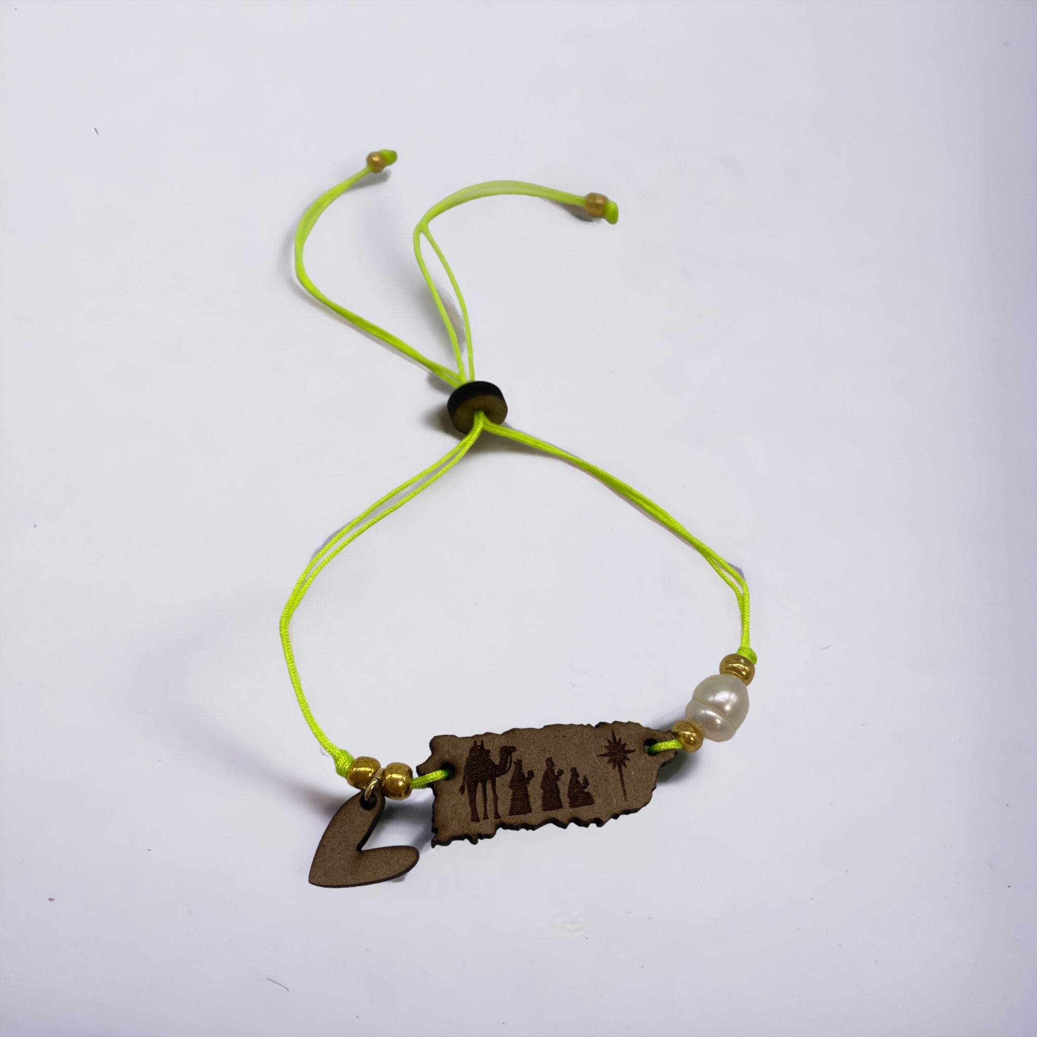 Wood Crafts - Puerto Rico Map Bracelet with Three Wise Men *One Size*