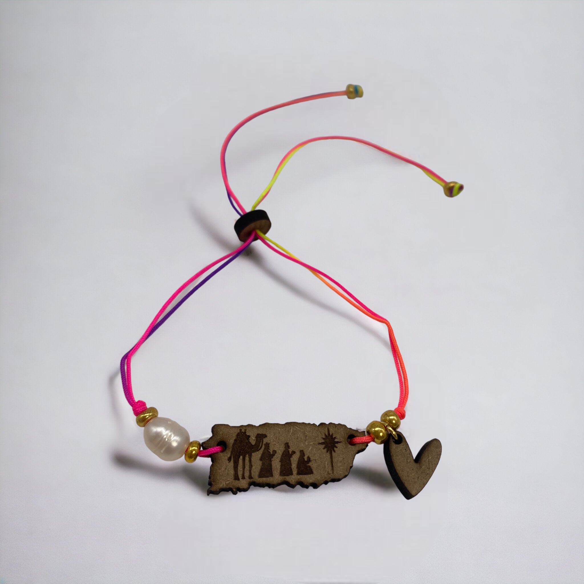 Wood Crafts - Puerto Rico Map Bracelet with Three Wise Men *One Size*