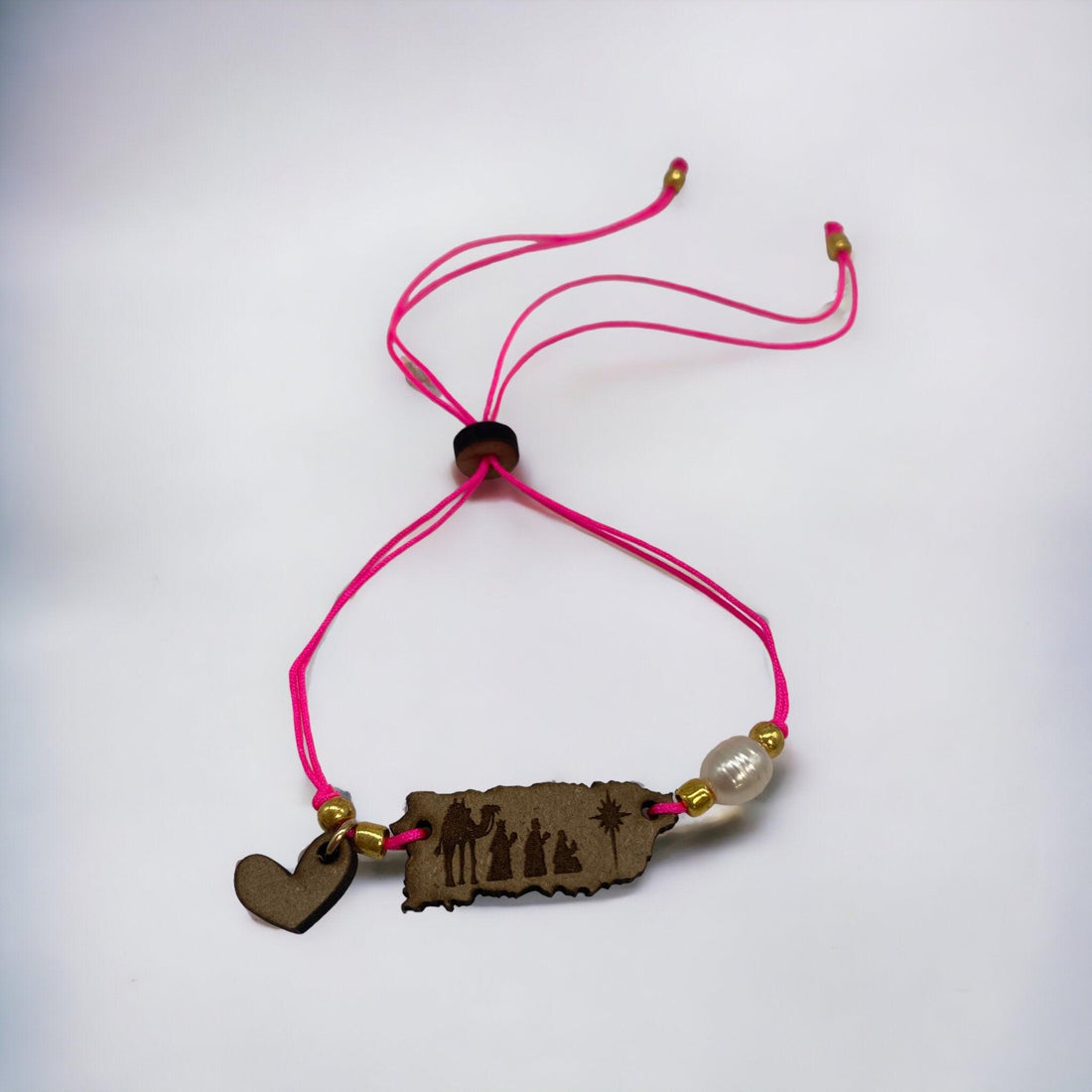 Wood Crafts - Puerto Rico Map Bracelet with Three Wise Men *One Size*