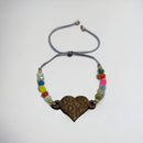 Artesanía en Madera - Pulsera con Piedras y Corazón ''Puerto Rico'' *One Size*