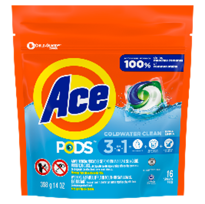 Ace Pods 3in1 Cold Water Clean 16pacs / 14oz