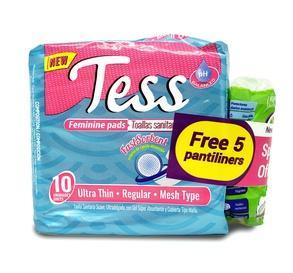 Toallas Sanitarias Tess Maxy Ultra Thin w/ Alas - 10 unidades con 5 gratis.